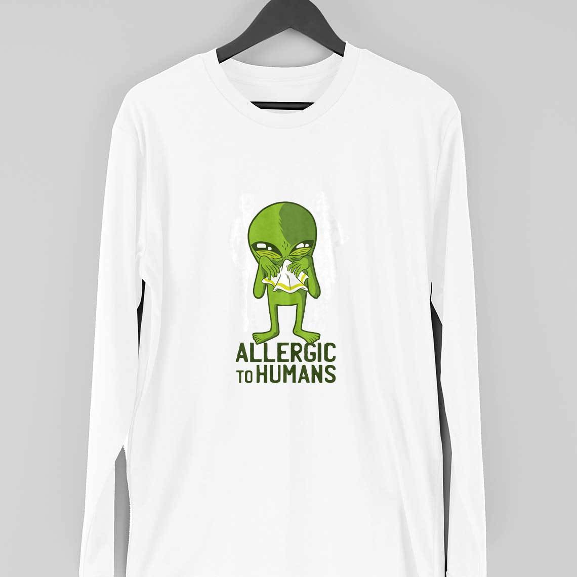 Allergic To Humans Full Sleeve T-Shirt — White