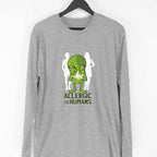 Allergic To Humans Full Sleeve T-Shirt — Melange Grey