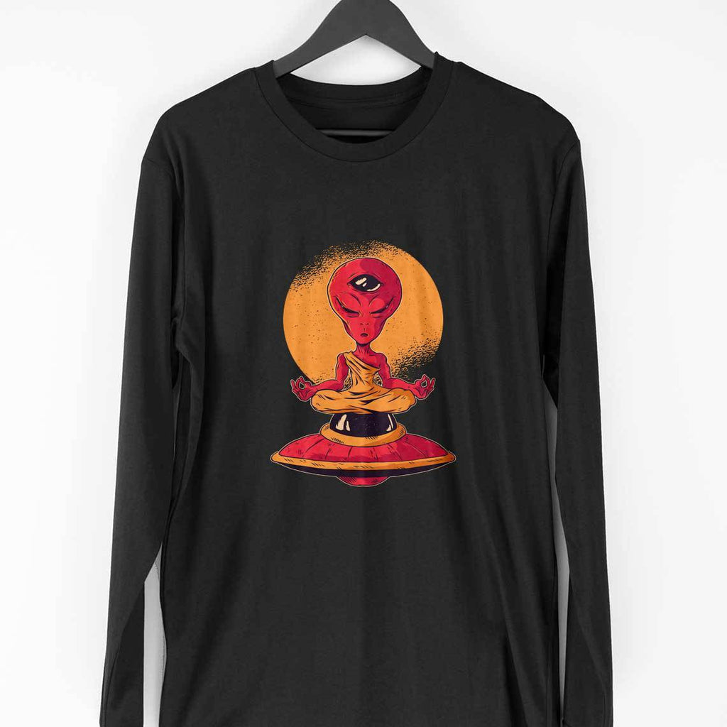 Alien Meditation Full Sleeve T-Shirt — Black