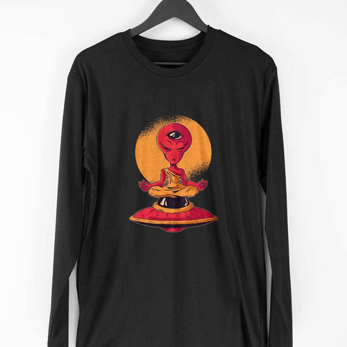 Alien Meditation Full Sleeve T-Shirt — Black