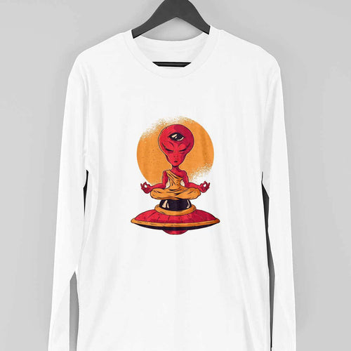 Alien Meditation Full Sleeve T-Shirt — White