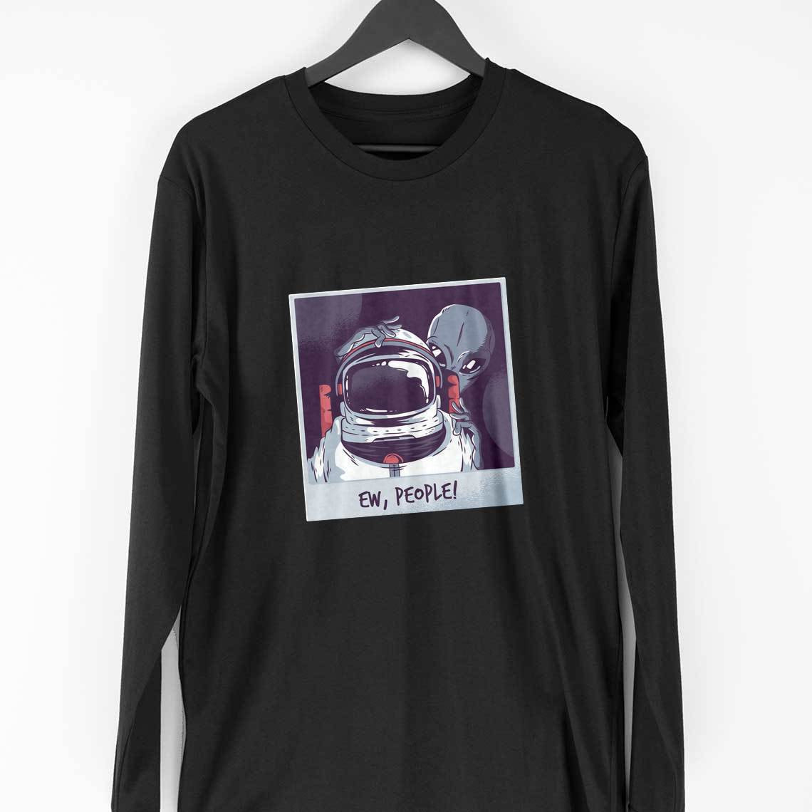 Ew, People Full Sleeve T-Shirt — Black