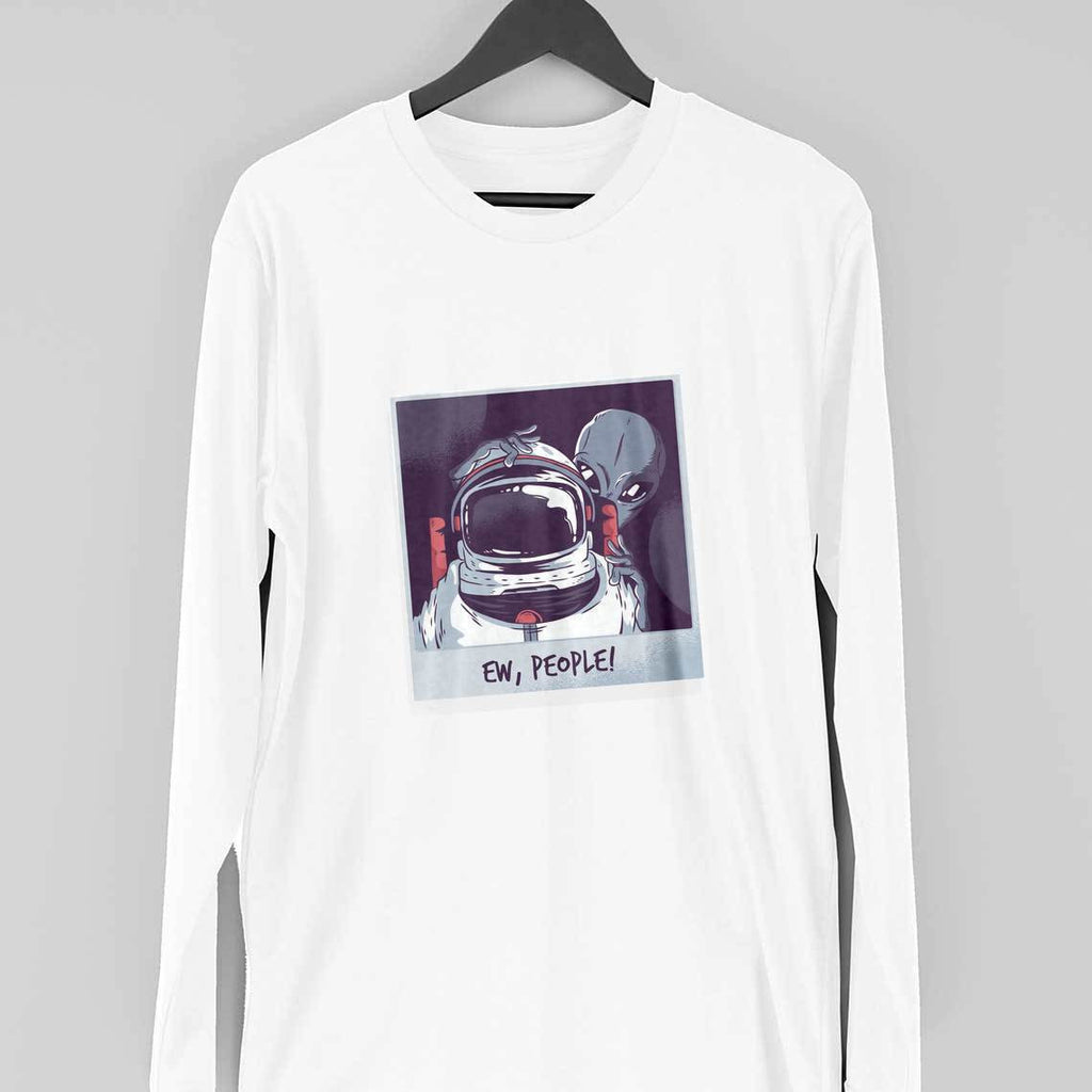 Ew, People Full Sleeve T-Shirt — White