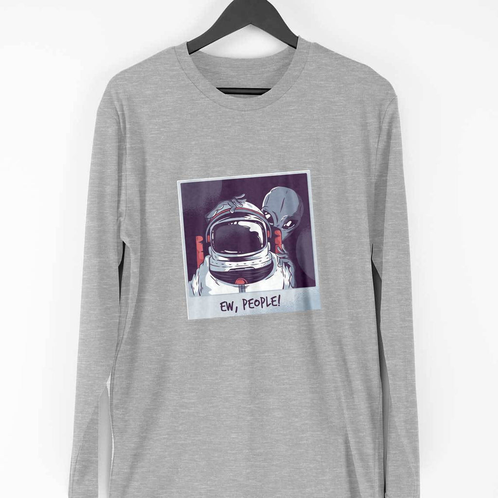 Ew, People Full Sleeve T-Shirt — Melange Grey