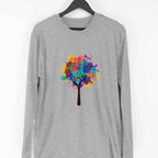Abstract Tree Full Sleeve T-Shirt — Melange Grey