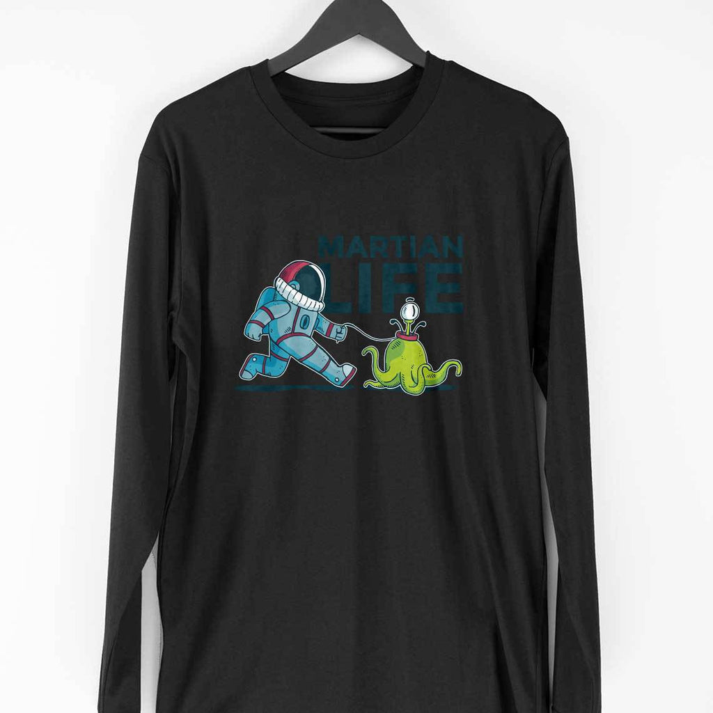 Life On Mars Full Sleeve T-Shirt — Black