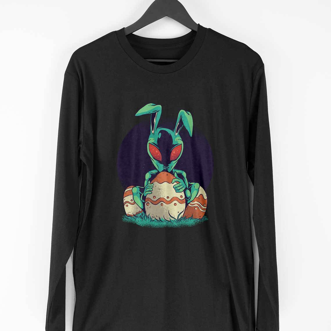 Easter Alien Full Sleeve T-Shirt — Black