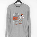 Need More Space Full Sleeve T-Shirt — Melange Grey