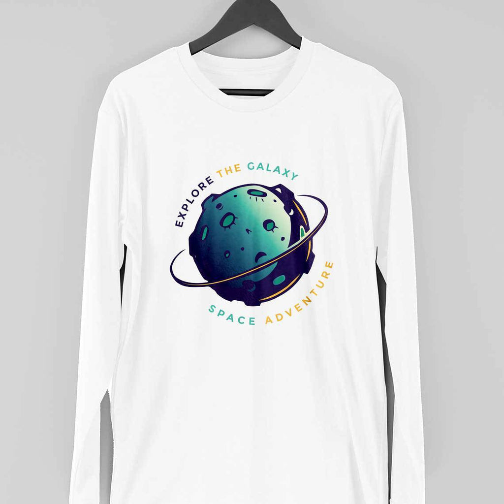 Explore The Galaxy Full Sleeve T-Shirt — White