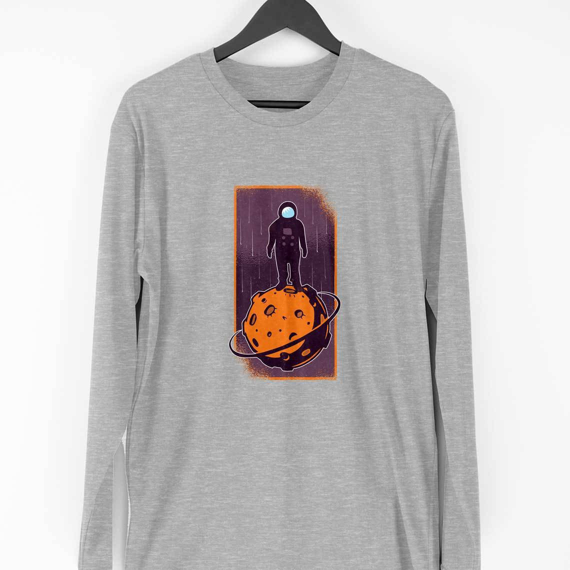 Space Explorer Full Sleeve T-Shirt — Melange Grey