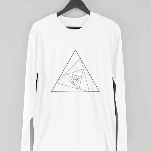 Abstract Triangle Full-Sleeve T-Shirt — White