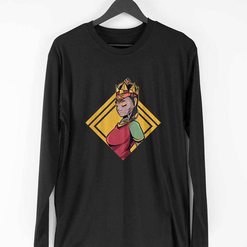 African Woman Full Sleeve T-Shirt — Black