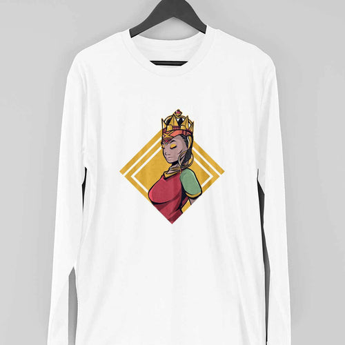 African Woman Full Sleeve T-Shirt — White