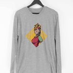 African Woman Full Sleeve T-Shirt — Melange Grey