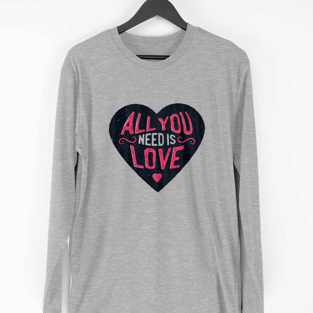 All You Need Is Love Full Sleeve T-Shirt — Melange Grey