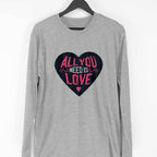 All You Need Is Love Full Sleeve T-Shirt — Melange Grey