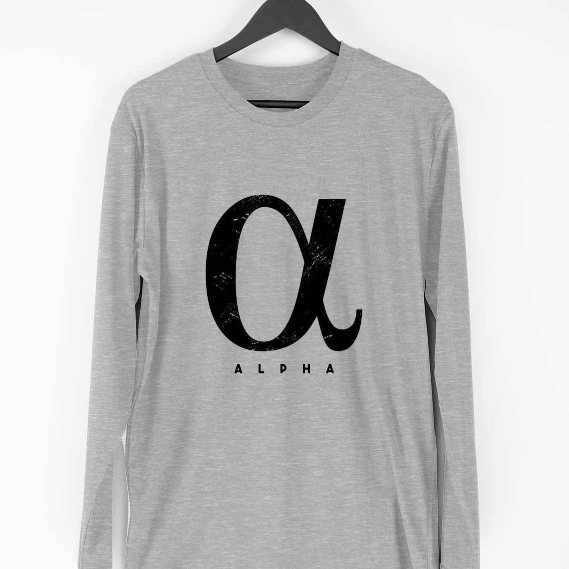 Alpha Full Sleeve T-Shirt — Melange Grey