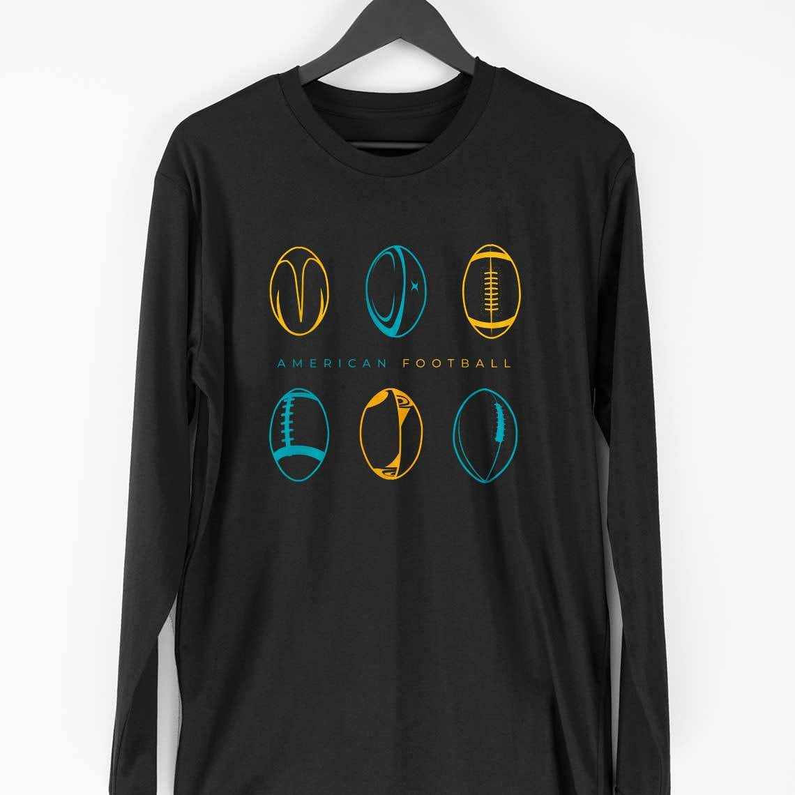 American Football Full Sleeve T-Shirt — Black