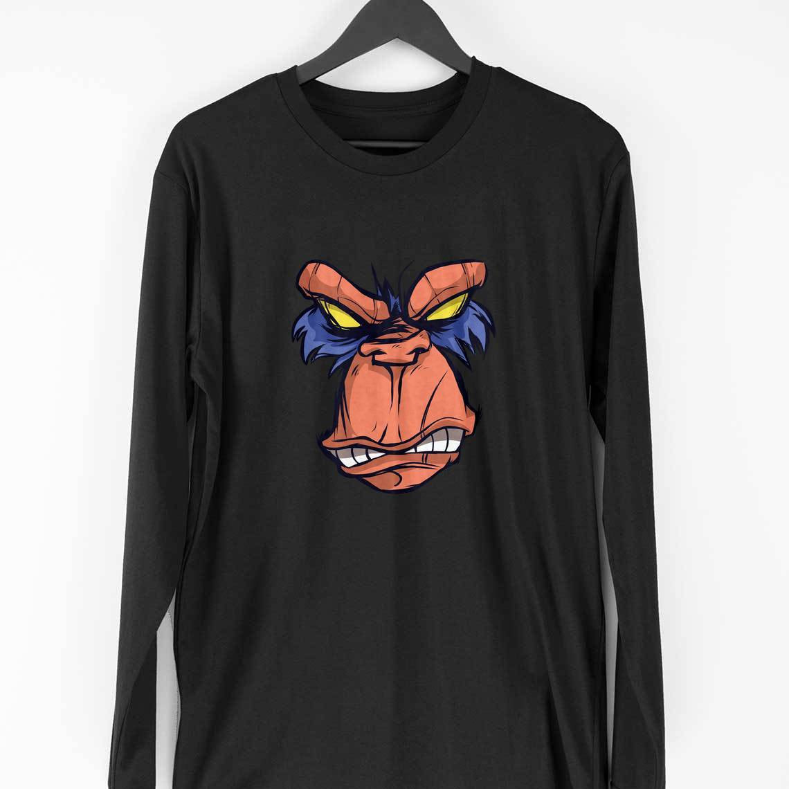 Angry Ape Full Sleeve T-Shirt — Black
