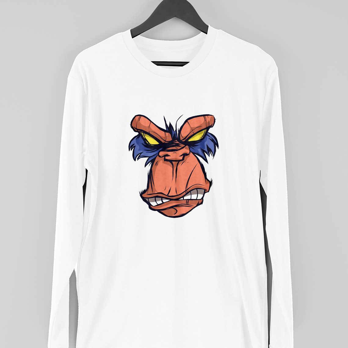 Angry Ape Full Sleeve T-Shirt — White