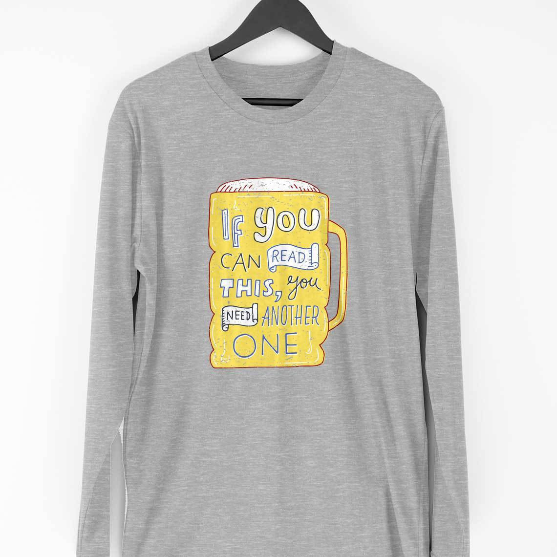 Another Beer Full Sleeve T-Shirt — Melange Grey