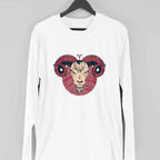 Aries Zodiac Full Sleeve T-Shirt — White