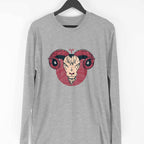 Aries Zodiac Full Sleeve T-Shirt — Melange Grey