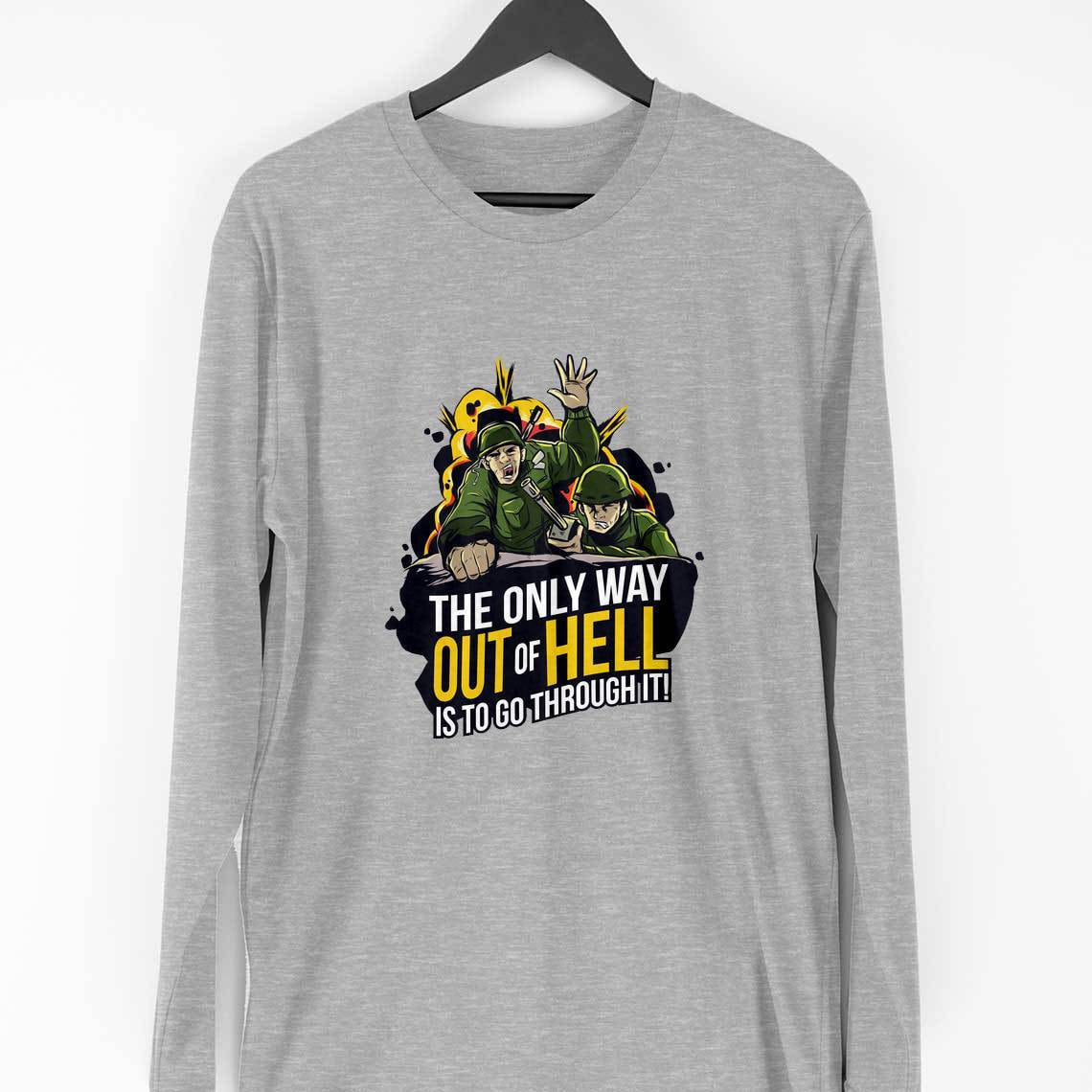 The Only Way Full Sleeve T-Shirt — Melange Grey