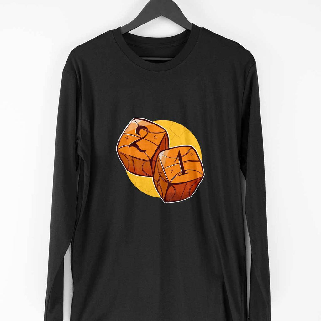 Basketball Dice Full Sleeve T-Shirt — Black