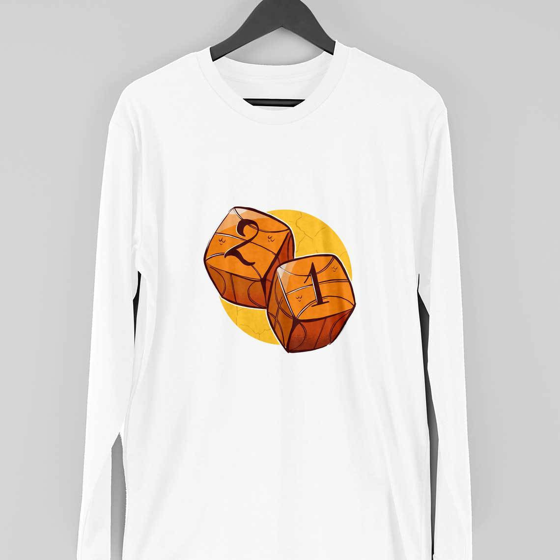 Basketball Dice Full Sleeve T-Shirt — White
