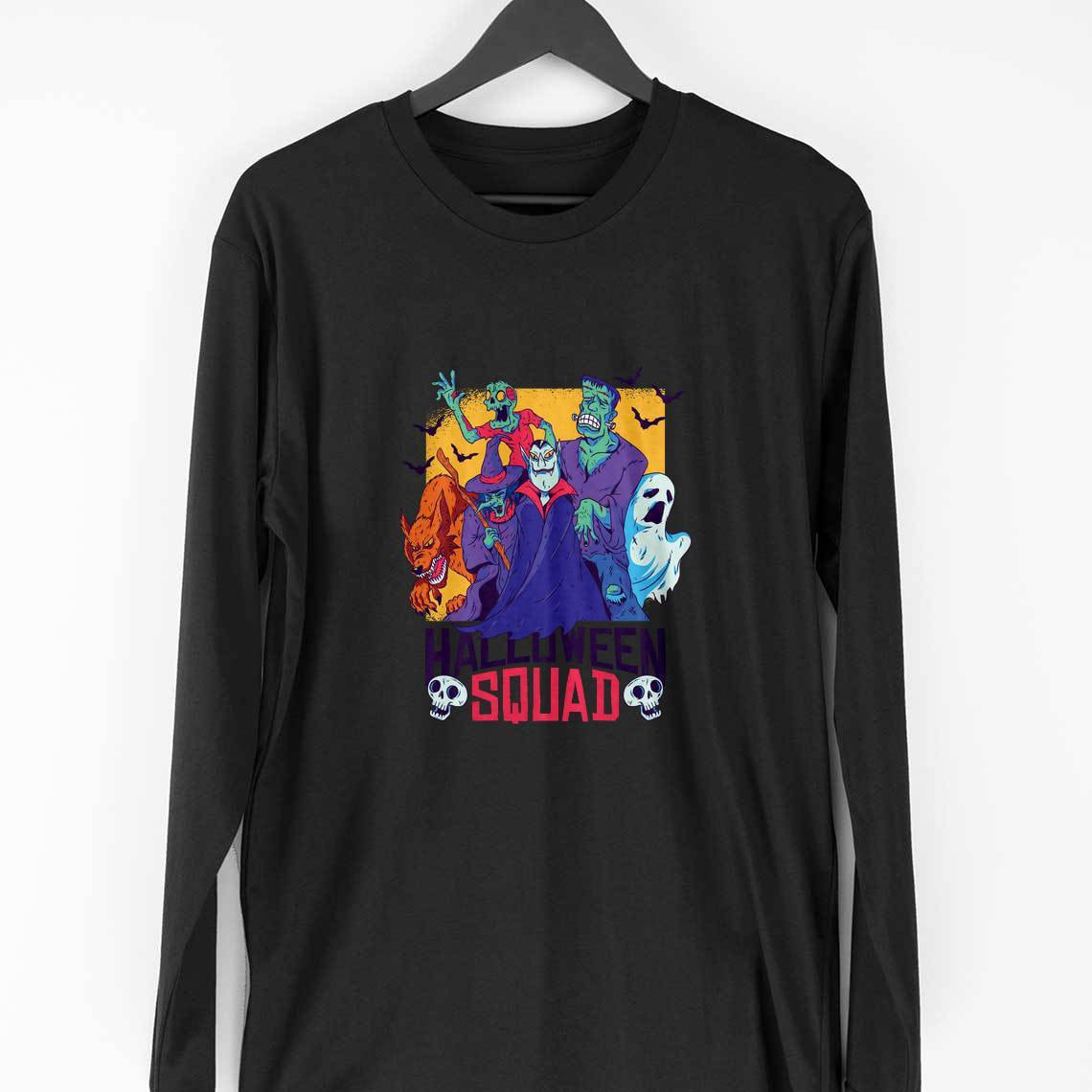 Halloween Squad Full Sleeve T-Shirt — Black