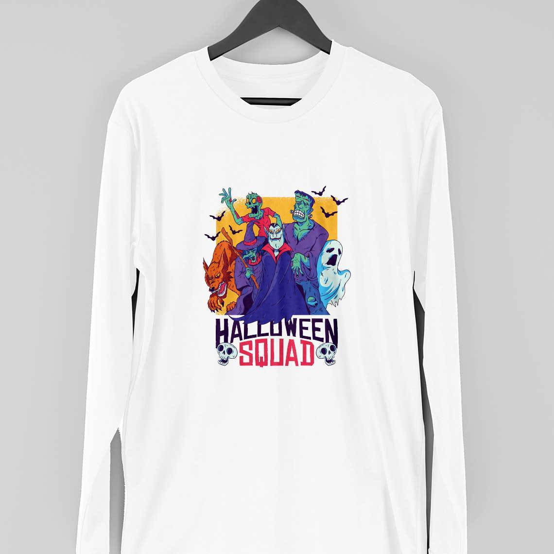 Halloween Squad Full Sleeve T-Shirt — White