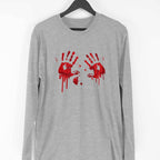 Blood Stains Full Sleeve T-Shirt — Melange Grey