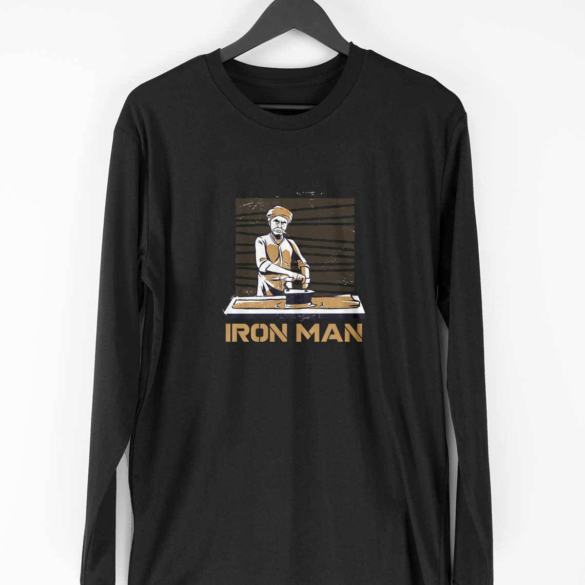 Iron Man Funny Half Sleeve T-Shirt — Black