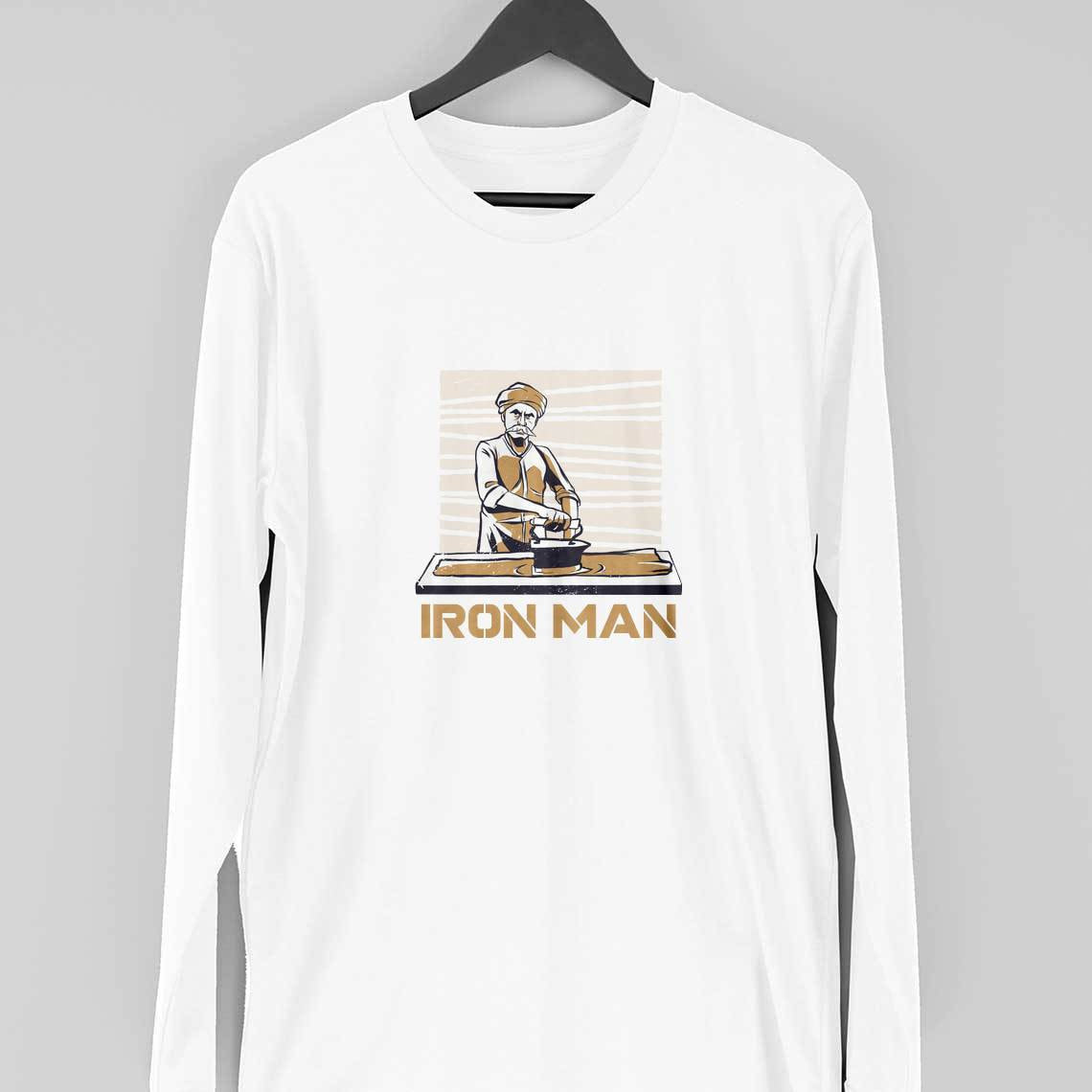 Iron Man Funny Half Sleeve T-Shirt — White