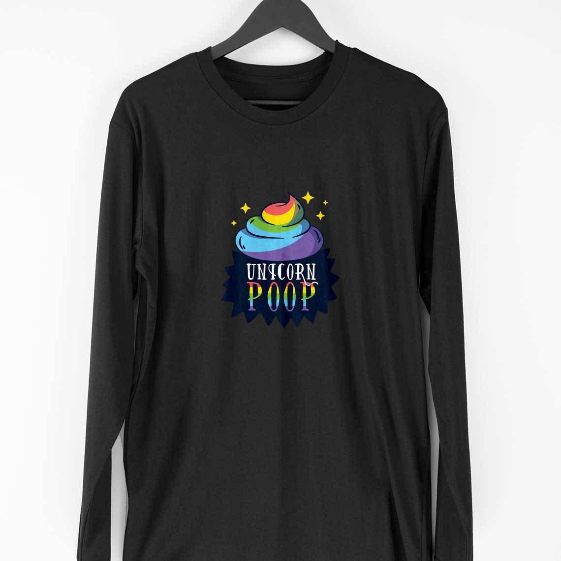 Unicorn Poop Full Sleeve T-Shirt — Black