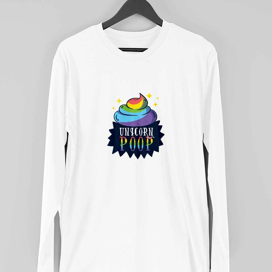 Unicorn Poop Full Sleeve T-Shirt — White