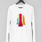 Chess Pieces Full Sleeve T-Shirt — White