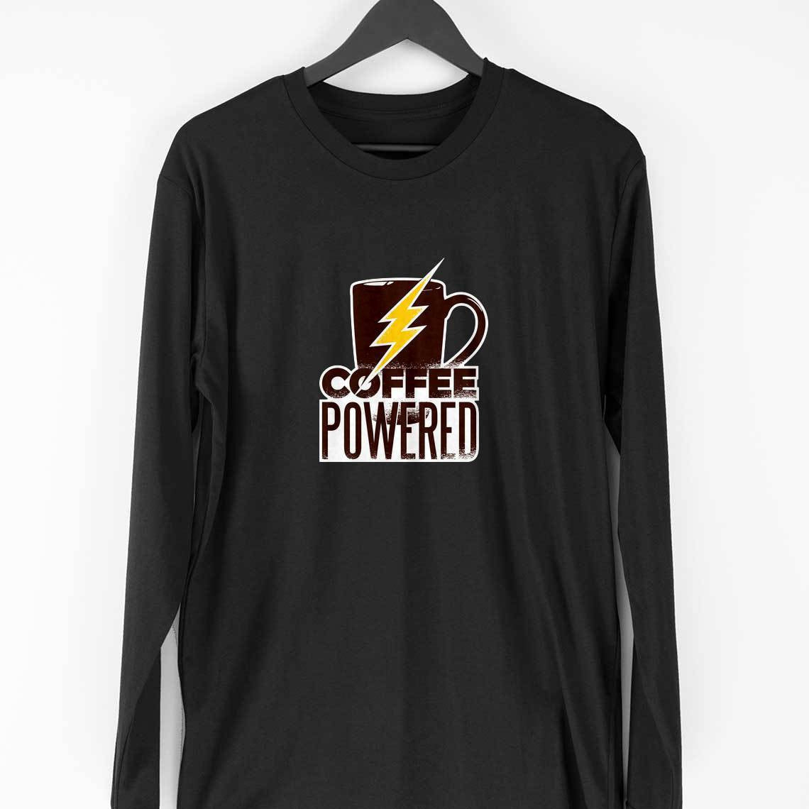 Coffee Powered Full Sleeve T-Shirt — Black
