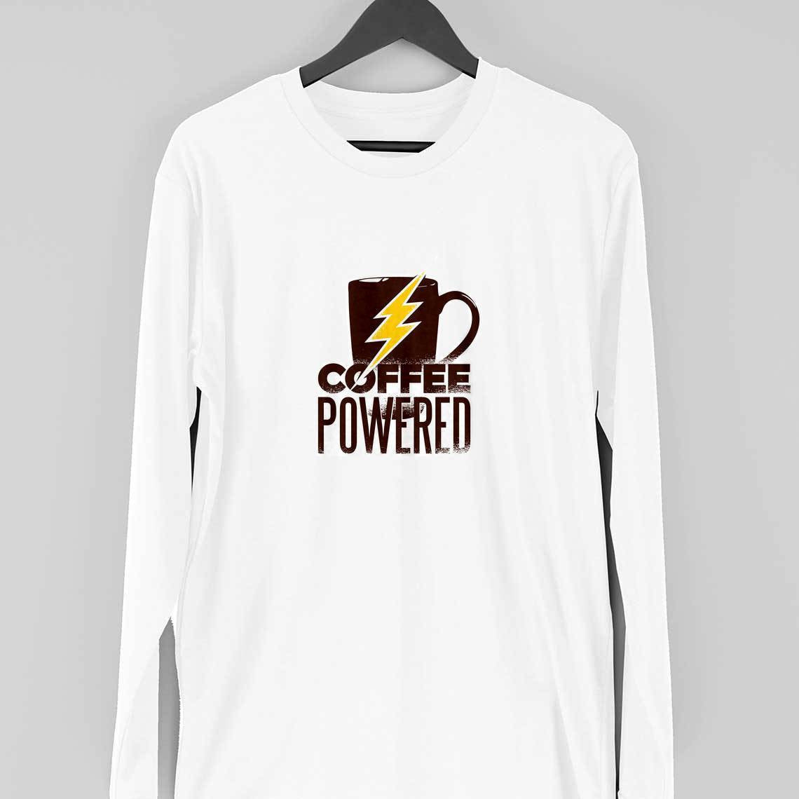 Coffee Powered Full Sleeve T-Shirt — White