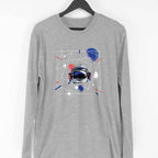 Abstract Astronaut Full Sleeve T-Shirt — Melange Grey
