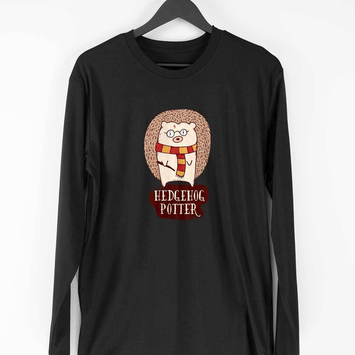Hedgehog Potter Full Sleeve T-Shirt — Black