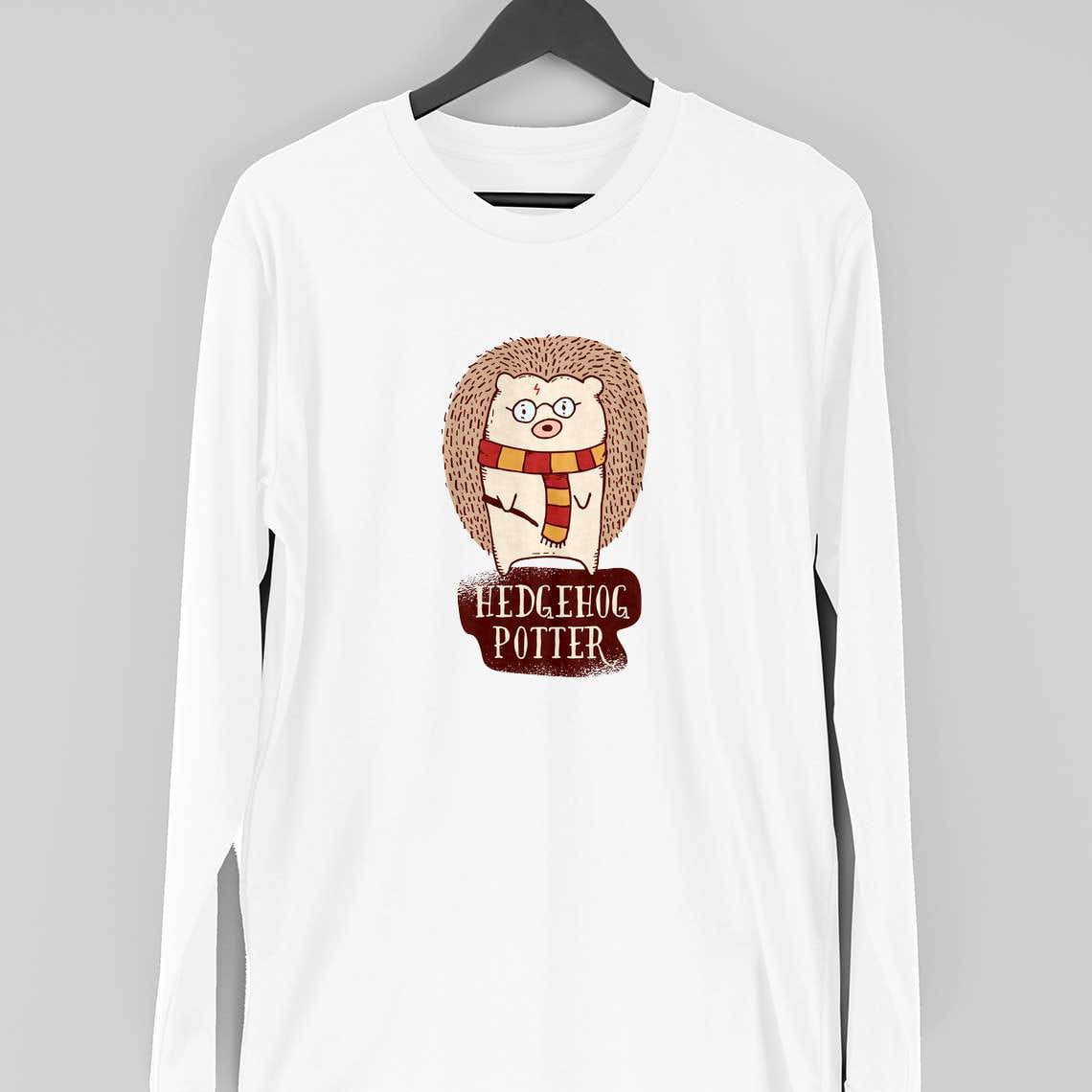 Hedgehog Potter Full Sleeve T-Shirt — White