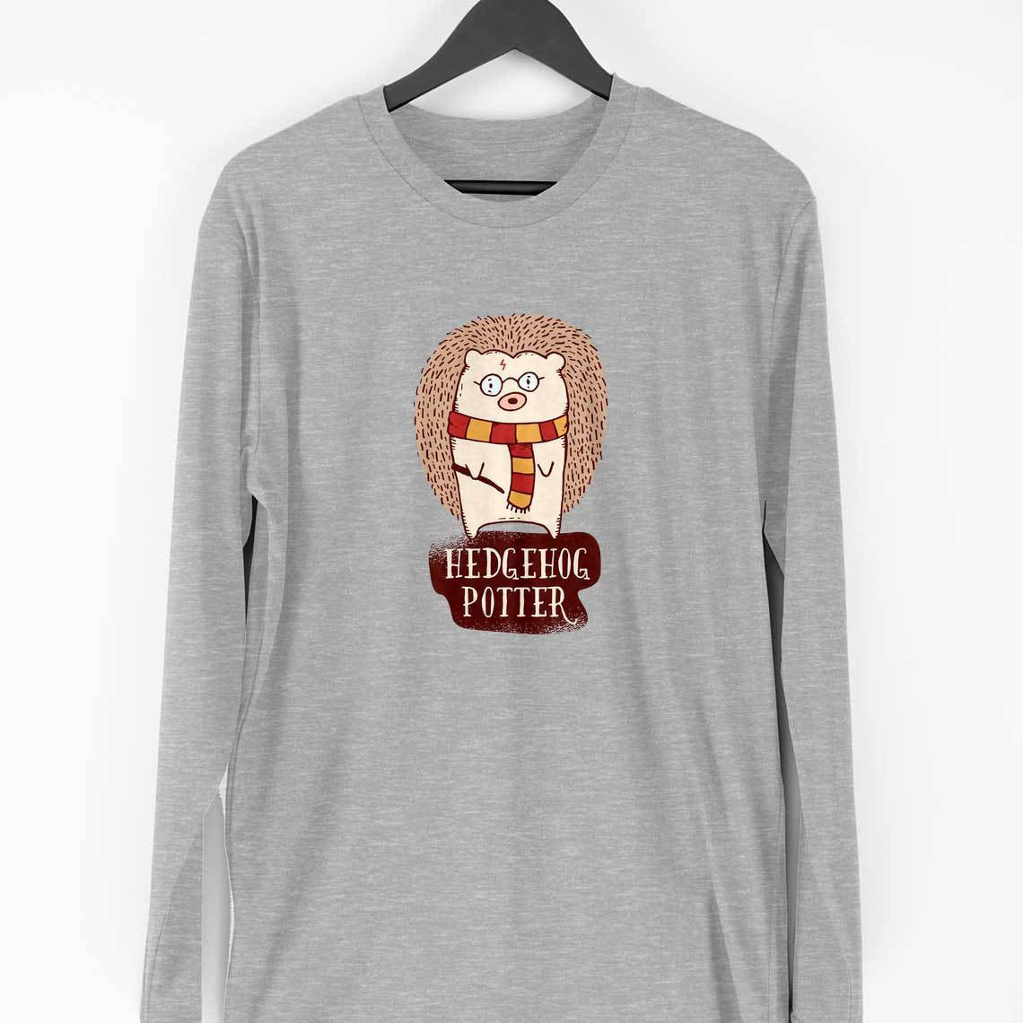 Hedgehog Potter Full Sleeve T-Shirt — Melange Grey