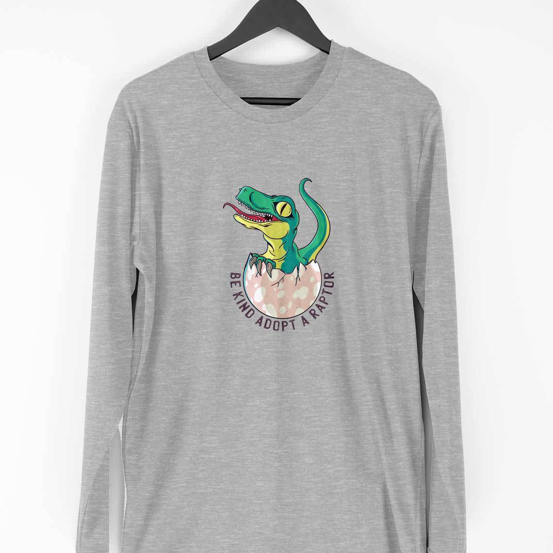 Raptor Full Sleeve T-Shirt — Melange Grey