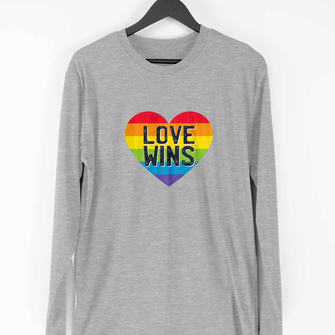Love Wins Full Sleeve T-Shirt — Melange Grey