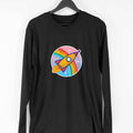 Cartoon Rocket Full Sleeve T-Shirt — Black