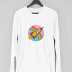 Cartoon Rocket Full Sleeve T-Shirt — White