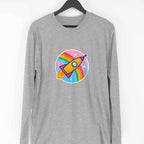 Cartoon Rocket Full Sleeve T-Shirt — Melange Grey
