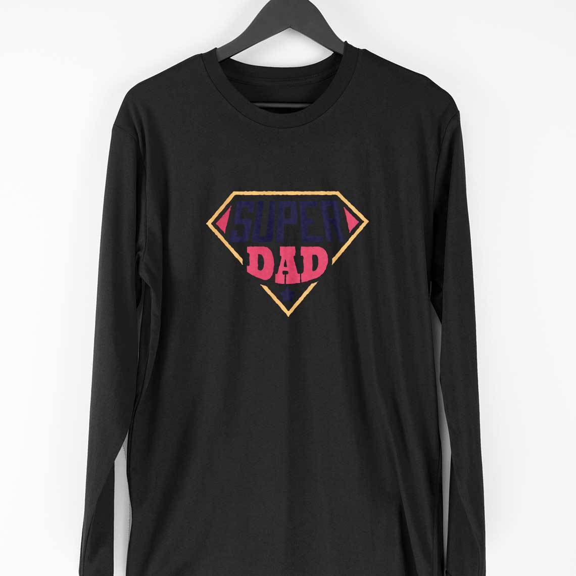 Super Dad Full Sleeve T-Shirt — Black